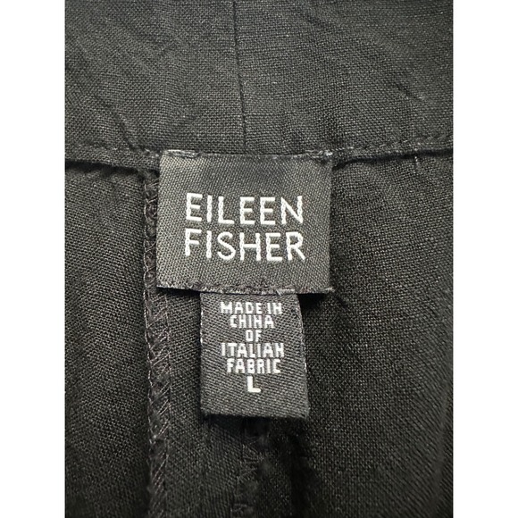 Eileen Fisher Black Linen Blend Wide Leg Crop Pants Sz L 30x23.5 Luxury Capsule - Picture 4 of 16